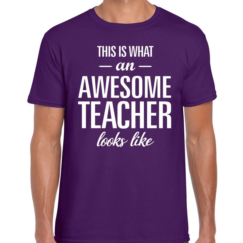 Awesome Teacher cadeau meesterdag t-shirt paars heren Top Merken Winkel